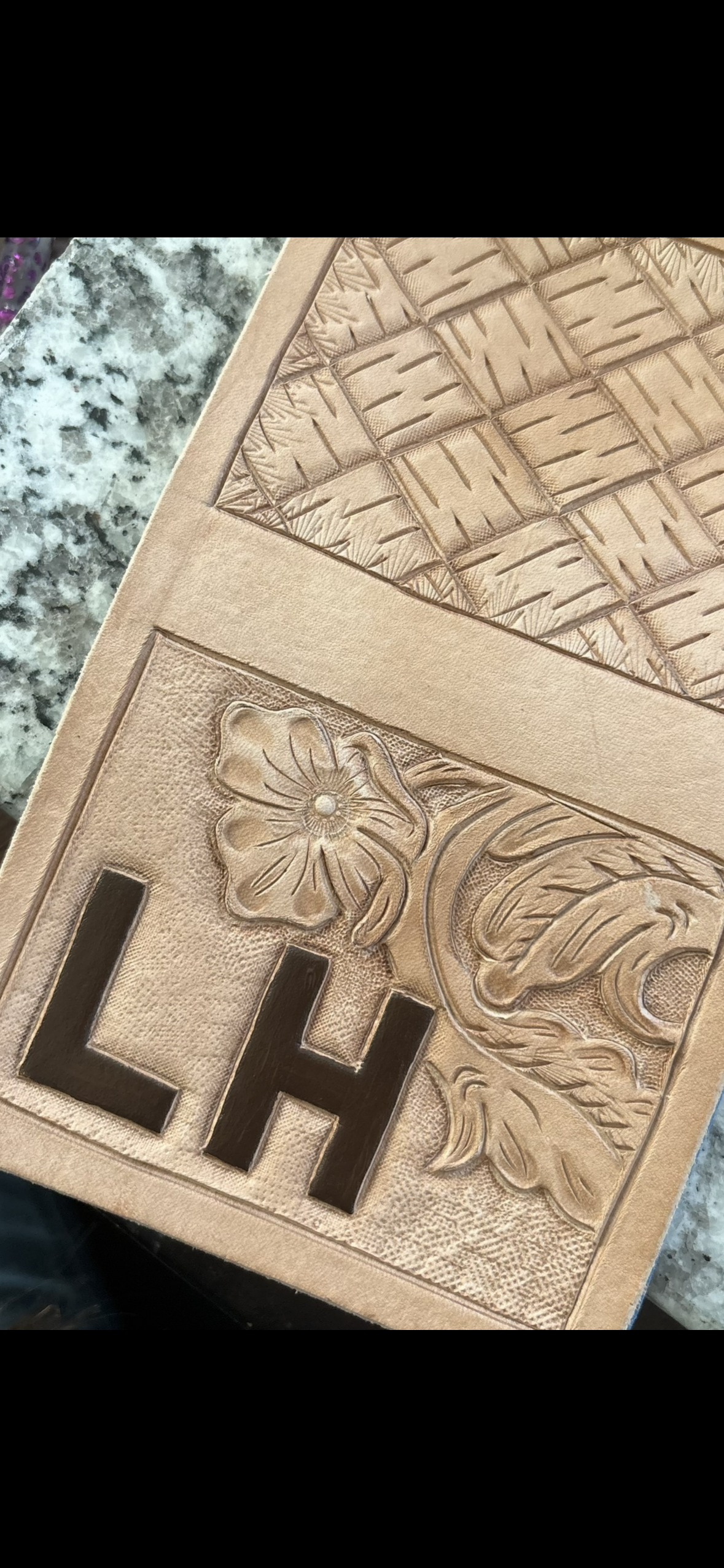 Floral monogram panel handmade by Outlaw Angel Designs