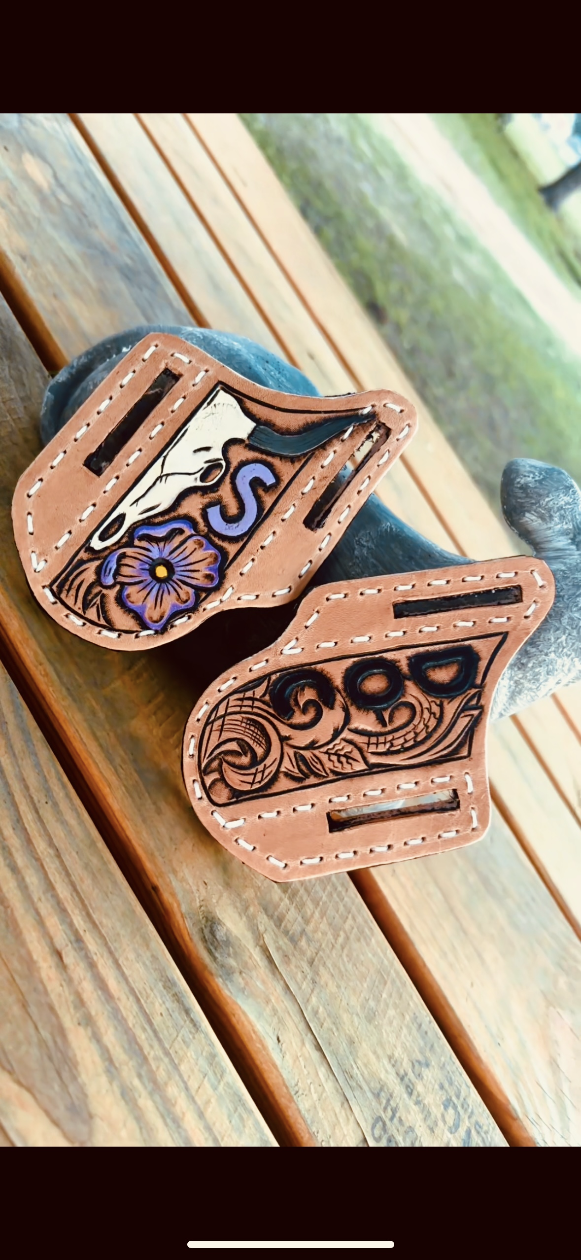 Custom sheath pair handmade by Outlaw Angel Designs